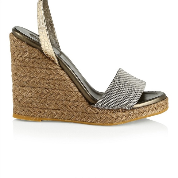 Brunello Cucinelli Apres beach metallic wedges - Picture 4 of 6